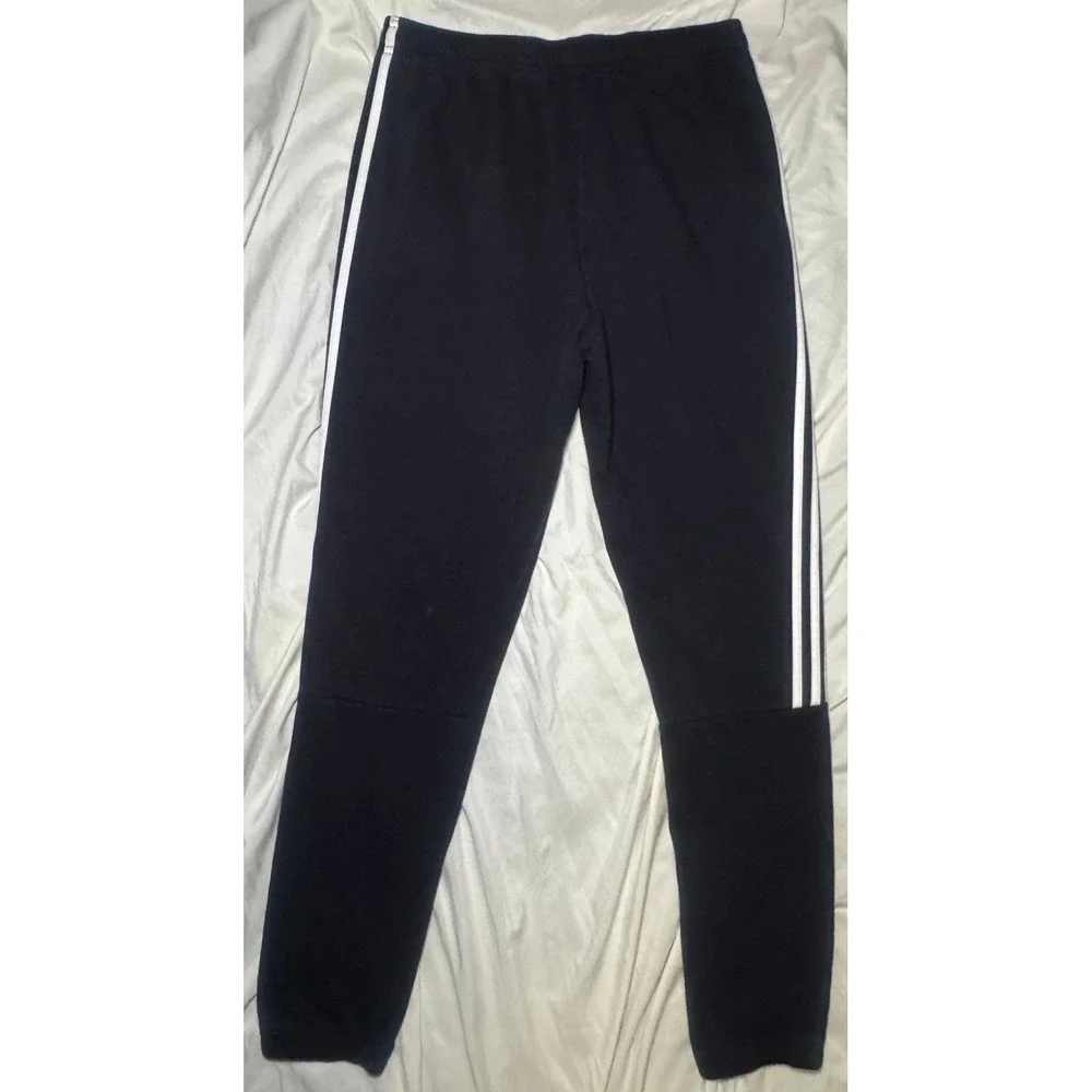 Adidas Essentials 3-Stripe Joggers Mens‎ Medium Black Fleece Tapered Sweatpants